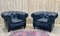 Italian Black Leather Chesterfield Armchairs from Poltrona Frau, 1950s, Set of 2, Image 2
