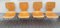 Sedie impilabili vintage in acciaio tubolare cromato con sedile e schienale in compensato di faggio giallo-marrone, anni '70, set di 4, Immagine 1
