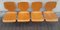 Sedie impilabili vintage in acciaio tubolare cromato con sedile e schienale in compensato di faggio giallo-marrone, anni '70, set di 4, Immagine 5