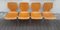 Sedie impilabili vintage in acciaio tubolare cromato con sedile e schienale in compensato di faggio giallo-marrone, anni '70, set di 4, Immagine 4