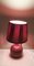 Vintage Tischlampe mit Keramiksockel in Rot mit Farbverlauf & passendem handgefertigtem Raffia-Schirm von Lamplove, 1970er 5