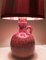 Lampada da tavolo vintage con base in ceramica rossa e paralume in rafia fatto a mano di Lamplove, anni '70, Immagine 7