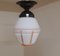 Small German Art Deco Ceiling Light with Orange & White Glass Shade & Brown Bakelite Mount, 1920s 2