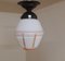 Small German Art Deco Ceiling Light with Orange & White Glass Shade & Brown Bakelite Mount, 1920s, Image 2