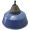 Vintage Industrial Blue Enamel and Cast Iron Pendant Lamp, Image 3