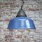 Vintage Industrial Blue Enamel and Cast Iron Pendant Lamp, Image 4