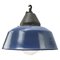 Vintage Industrial Blue Enamel and Cast Iron Pendant Lamp 1