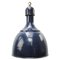 Lámpara colgante industrial vintage esmaltada en azul, años 50, Imagen 1
