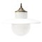 Vintage White Enamel, Opaline Glass, Porcelain & Brass Pendant Lamp 1