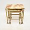 Vintage French Brass and Onyx Nesting Tables, 1930, Set of 3 2