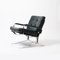 Lounge Chair in Green Leather and Chrome in the style of Olivier Mourgue, 1970s 1