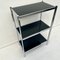 Chromed Shelving Unit with Black Colored Glass, 1980s 2