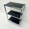 Chromed Shelving Unit with Black Colored Glass, 1980s 1