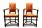 Gedrehte Elbow Stühle aus Eiche im englischen Stil aus rotem Damast, 1890er, 2er Set 6