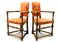 Gedrehte Elbow Stühle aus Eiche im englischen Stil aus rotem Damast, 1890er, 2er Set 2