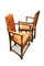 Gedrehte Elbow Stühle aus Eiche im englischen Stil aus rotem Damast, 1890er, 2er Set 4