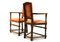 Gedrehte Elbow Stühle aus Eiche im englischen Stil aus rotem Damast, 1890er, 2er Set 7