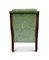 Victorian Open Frame Button Back Library Armchair in Green Velvet with Porcelain Castors & Spindle Arms 4