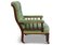 Victorian Open Frame Button Back Library Armchair in Green Velvet with Porcelain Castors & Spindle Arms 5