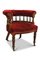 19th Century Red Velvet Leather Buttonback Captains Chair with Porcelain Castors 1