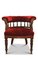 19th Century Red Velvet Leather Buttonback Captains Chair with Porcelain Castors, Image 2