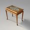 French Side Table in Beech with Lace Inlay and Glass Top, 1950s 1