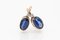 Gold Earrings with Diamonds and Kyanite, 1950s, Set of 2 3