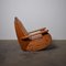 Rocking Chair in Pine and Cognac Leather, 1970s, Image 4