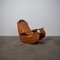 Rocking Chair in Pine and Cognac Leather, 1970s 1