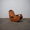 Rocking Chair in Pine and Cognac Leather, 1970s, Image 1