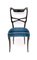Blaue italienische Vintage Samt Esszimmerstühle im Stil von Ulrich, 1950er, 6er Set 4