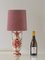 Regina Rare Delft Red Table Lamp, New Rose Velvet Lampshade 2