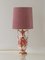 Regina Rare Delft Red Table Lamp, New Rose Velvet Lampshade 1