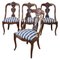 Dining Chairs in Carved Walnut, Early 19th Century, Set of 4 1