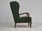 Danish High Wingback Chair in Bottle Green Fabric and Beechwood, 1950s 5