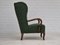 Danish High Wingback Chair in Bottle Green Fabric and Beechwood, 1950s, Image 5