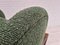 Sillón de orejas alto danés de tela verde botella y madera de haya, años 50, Imagen 8