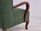 Danish High Wingback Chair in Bottle Green Fabric and Beechwood, 1950s 17
