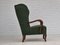 Chaise à Oreilles Haut en Tissu Vert Bouteille et Hêtre, Danemark, 1950s 6
