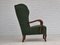 Danish High Wingback Chair in Bottle Green Fabric and Beechwood, 1950s 6