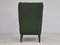 Danish High Wingback Chair in Bottle Green Fabric and Beechwood, 1950s 11