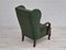 Danish High Wingback Chair in Bottle Green Fabric and Beechwood, 1950s 12