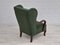 Danish High Wingback Chair in Bottle Green Fabric and Beechwood, 1950s, Image 12