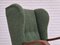 Chaise à Oreilles Haut en Tissu Vert Bouteille et Hêtre, Danemark, 1950s 16