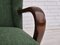 Sillón de orejas alto danés de tela verde botella y madera de haya, años 50, Imagen 14