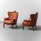 Leather and Wood Armchairs, 1950s, Set of 2, Image 1