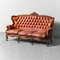 3-Sitzer Sofa aus Holz & Braunem Leder, 1950er 1