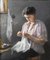 Alphonse Jules Debaene, Portrait of a Woman Sewing, Oil on Canvas, Early 20th Century, Framed, Image 2