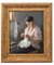 Alphonse Jules Debaene, Portrait of a Woman Sewing, Oil on Canvas, Early 20th Century, Framed, Image 1