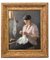 Alphonse Jules Debaene, Ritratto di donna che cuce, Olio su tela, Inizio XX secolo, Con cornice, Immagine 1